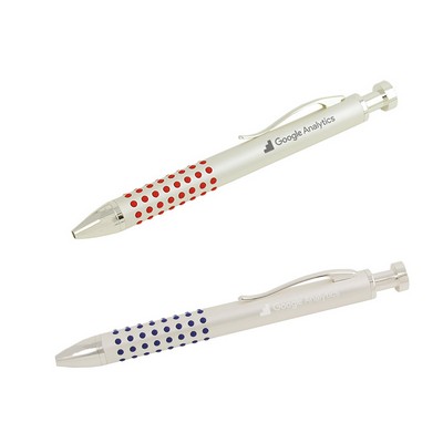 Silver Pearl Finish Ballpoint Pen with Small Dotted Circle Grip