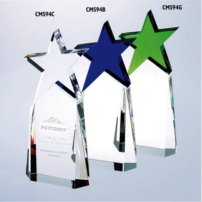 Mighty Star Optic Crystal Award w/Clear Star