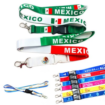 Full Color Polyester Lanyard w/ Break Away Clip