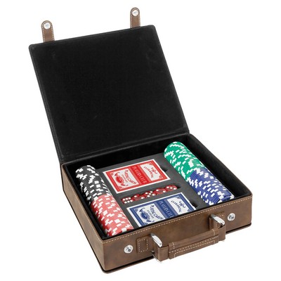 Rustic/Gold Leatherette 100 Chip Poker Set