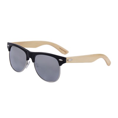 Bamboo Sunglasses - Silver Mirrored Lenses