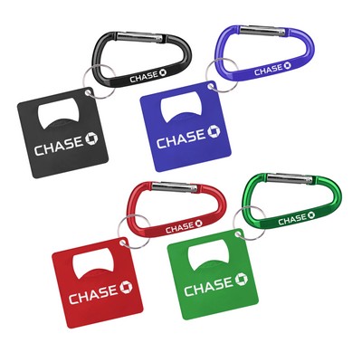 Square Shape Bottle Opener w/7 Cm Carabiner