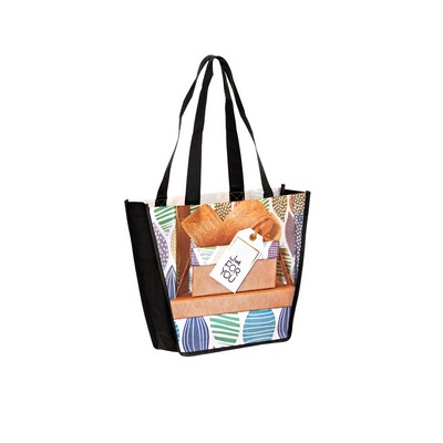 Full Coverage PET Non-Woven Trapezoid Tote Bag w/ Full Color (12"x4"x10")