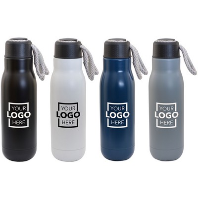 16 Oz. Matte Stainless Steel Insulated Vacuum Bottle w/Bungee Lid