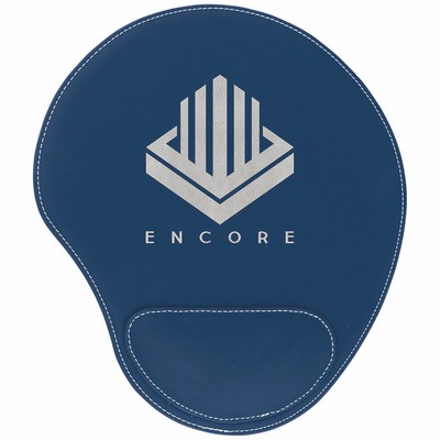 Blue/Silver Leatherette Mouse Pad