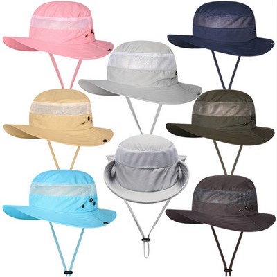 Wide Brim Bucket Hat Sun Cap