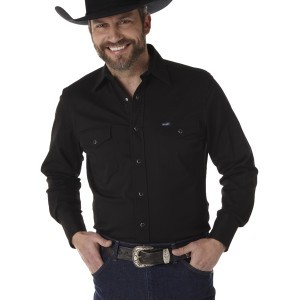 Wrangler® Men's Black Cowboy Cut® Premium Performance Advanced Comfort Work Shirt