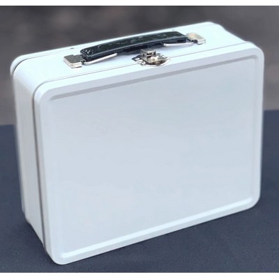 White Medium Retro Lunch Box - Blank