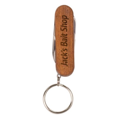 2.25" Wooden 3-Function Pocket Knife with Keychain