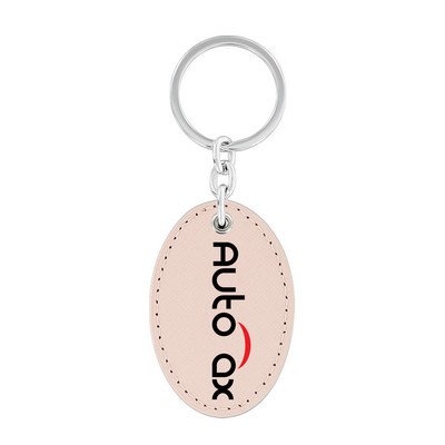 Oval Shape Pink Leather Key Chain (Domestic Production)