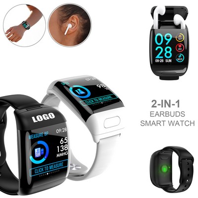 2-in-1 Ear Bud w/Fitness Tracker Bracelet