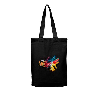 Black Lightweight Cotton Tote Bag with Bottom Gusset - Full Color Transfer (9"x11"x1,5")