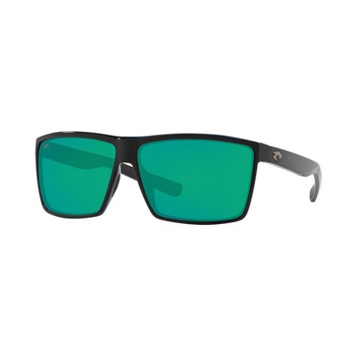 Costa® Del Mar Rincon Polarized Sunglasses w/Shiny Black Frames & Green Mirror Lenses