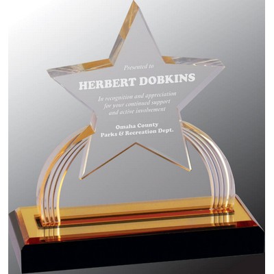 6" x 6.25" Gold Carved Star Impress Award