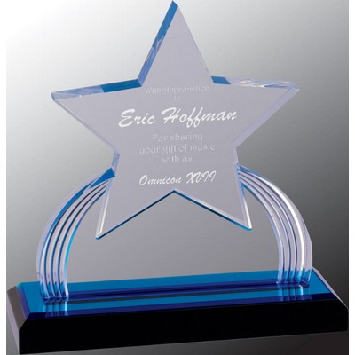 7" x 7.25" Blue Carved Star Impress Award