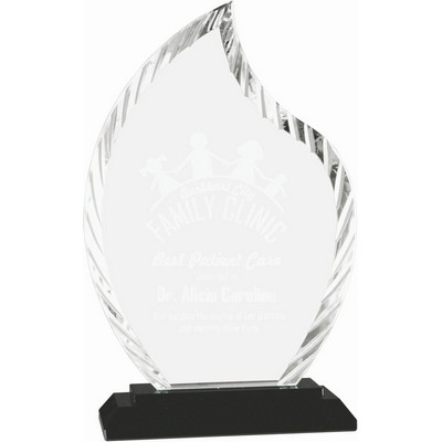 8" Flame Accent Glass Award w/Black Base