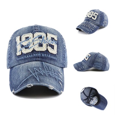 Retro Jeans Prewashed Denim Cotton Cap - Adult