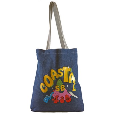 Bottom Gusset Denim Tote, with Poly Handles