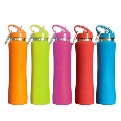 25 Oz. Single Wall Metal Sport Bottle with Straw