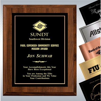 Cherry Finish Plaque w/ Single Engraved Plate (9"x12")