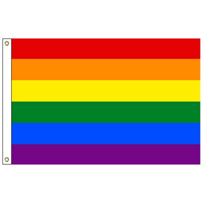 Rainbow 3' x 5' Nylon Outdoor Flag with Heading and Grommets