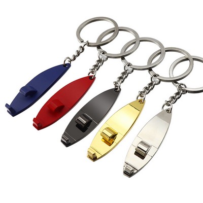 Metal Surf Board Bottle Opener Keychain