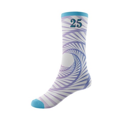 Full Dye Sublimation Poly Spandex Crew Socks with Contrasting Toe