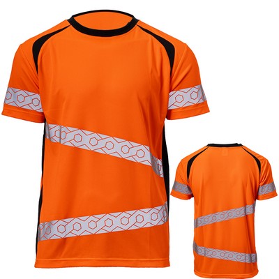 Hi Vis Class 3 Double Band Segmented Tape Safety T-Shirt