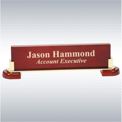 12 1/2" x 3 1/4" Rosewood Piano Finish and Metal Name Bar