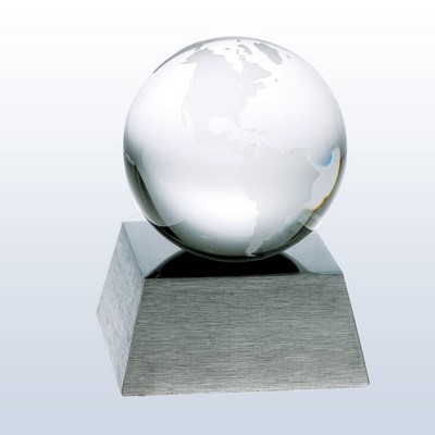 Clear Ocean Globe W/ Aluminum Base