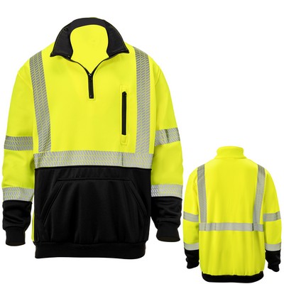 Hi Viz Class 3 Color Block 2" Segmented Tape Safety Quarter Zipper With Pockets