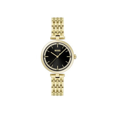 Hugo Boss Ladies Boss Essena Light Yellow Gold Watch w/Black Dial