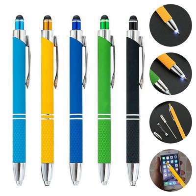 Multicolored LED Ballpoint Pen with Stylus