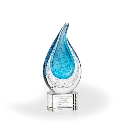 Rainey Blue Flame Art Glass Award - Clear Base