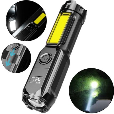 Rechargeable Zoomable LED COB Flashlight