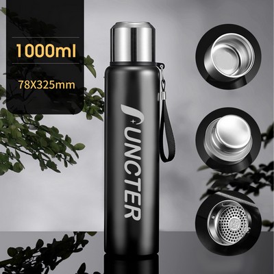 1000ml Insulated vacuum Thermo Bottle with cup Stainless steel coffee bottles for hot and cold drink