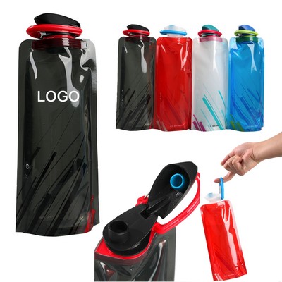 Collapsible 23Oz Water Pouch With Clip