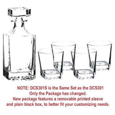 750ml Square Glass Decanter Set w/ Four 11 oz. Glasses