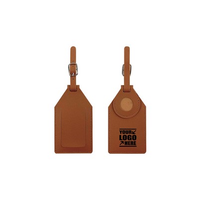 PU Leather Luggage Tag with Airtag Holder