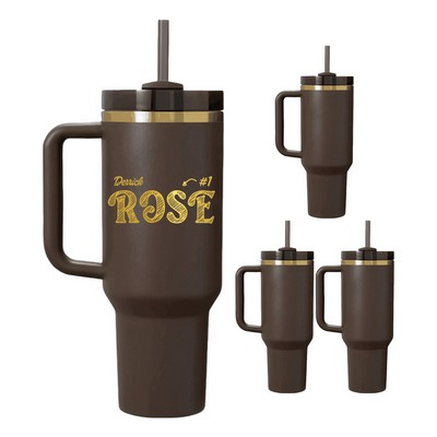 30 Oz. Chocolate Gold Tumbler with Lid & Straw