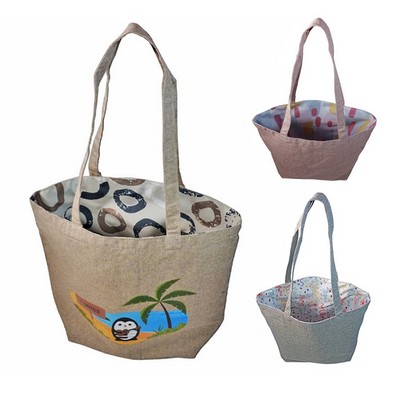 Super Sale- Reversible Colored Tweed Cotton Tote