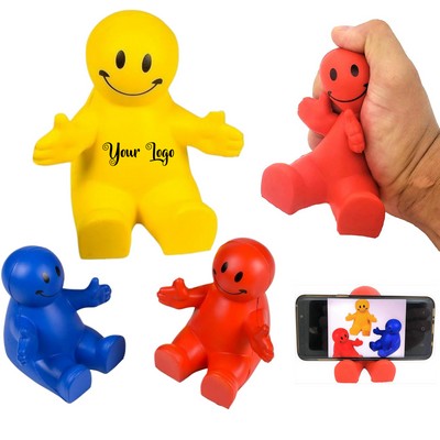 Squeezable Smile Face Guy Phone Holders