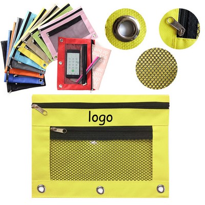 Ring Binder Pencil Pouch with Mesh Window