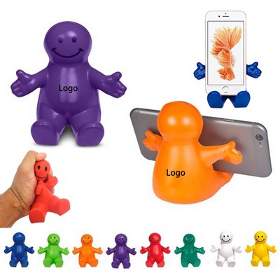 4" Squeezable Smile Face Guy Phone Holder