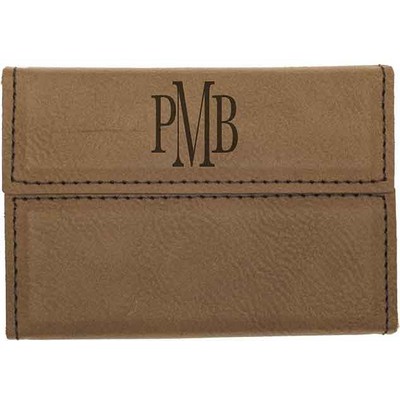 Business Card Holder, Dark Brown Faux Leather, 3 3/4"(L) x 2 3/4"(H)