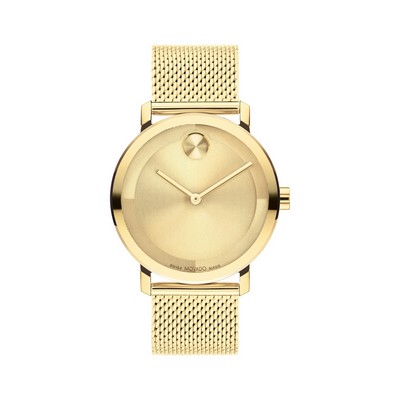 Movado Bold Evolution Gentlemen's Gold Watch w/Mesh Bracelet & IP Case