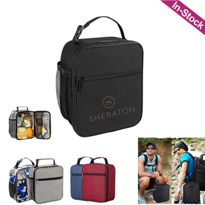 Portable Insulated Lunch Bag with Bottle Pocket