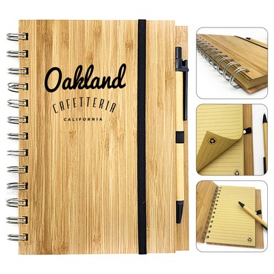 Spiral Bamboo Notebook with Pen