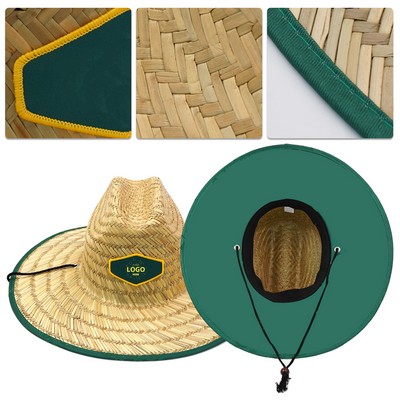 Straw Hat With lined Bead