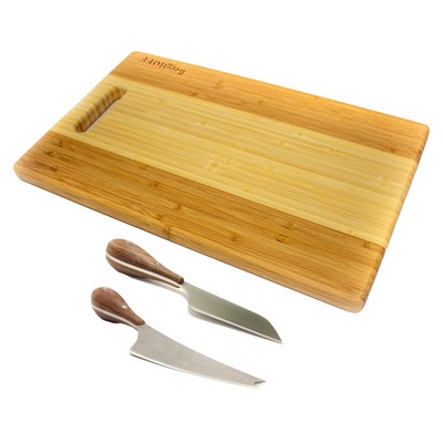 BergHoff Bamboo 3Pc Two-Tone Board With Handle Set/Aaron Probyn Cheese Knives